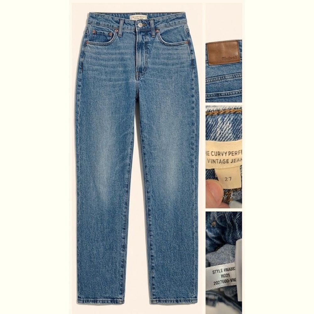 Madewell The Curvy Perfect Vintage Jean Womens 27 High Rise Straight Leg Blue